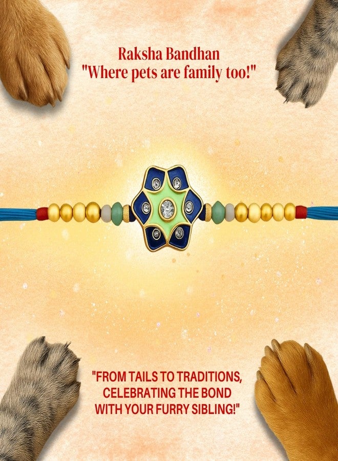 Sage Square Paw Bandhan Rakhi for Dog, Cat & Small Pets | Celebrate Bonds of Love This Raksha Bandhan | Cute Rakhi with Beads, Decorative Threads | Gift for Pet Lovers & Furry Companions (Type 22) - Image 5